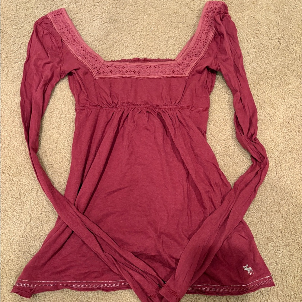 Vintage Deadstock Red Babydoll Longsleeve Top